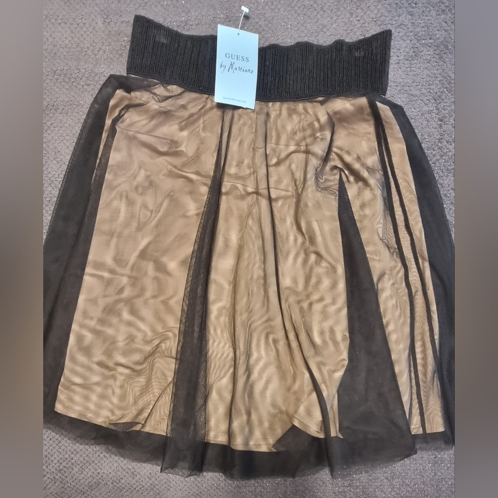 Guess by Marciano Black & Gold Tiered Tulle Skirt